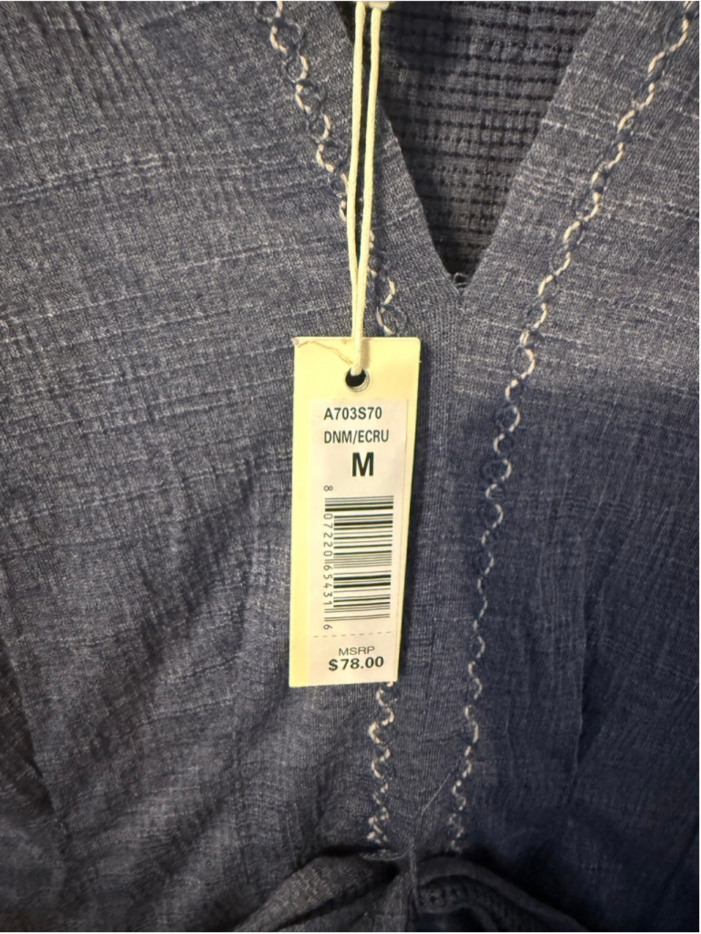 Women's Max Studio Blouse Size M Blue White V-Neck Tie Waist - Picture 2 of 4